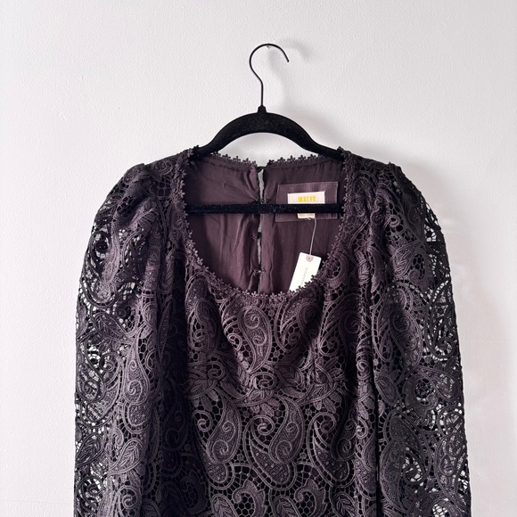 Maeve NWT Embroidered Lace Bell Sleeve Mini Dress Button Back Anthropologie - Picture 4 of 7
